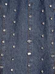 River Island Blue Embellished Denim Peplum Skirt Set - Image 4 of 5