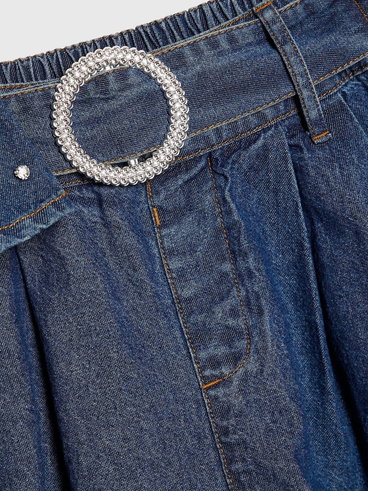 River Island Blue Embellished Denim Peplum Skirt Set - Image 5 of 5