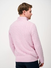 Crew Clothing Pink Oarsman Cable Knit Half Zip Jumper - Image 2 of 5