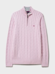 Crew Clothing Pink Oarsman Cable Knit Half Zip Jumper - Image 5 of 5