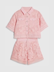 River Island Pink Lace Blouse and Shorts Set - Image 1 of 4