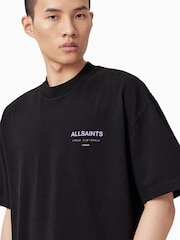 AllSaints Black Ground Underground Oversized Cotton Crew Neck T-Shirt - Image 4 of 9