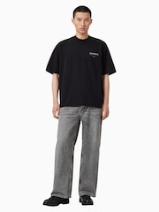 AllSaints Black Ground Underground Oversized Cotton Crew Neck T-Shirt - Image 6 of 9