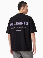 AllSaints Black Ground Underground Oversized Cotton Crew Neck T-Shirt - Image 7 of 9