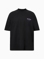 AllSaints Black Ground Underground Oversized Cotton Crew Neck T-Shirt - Image 8 of 9