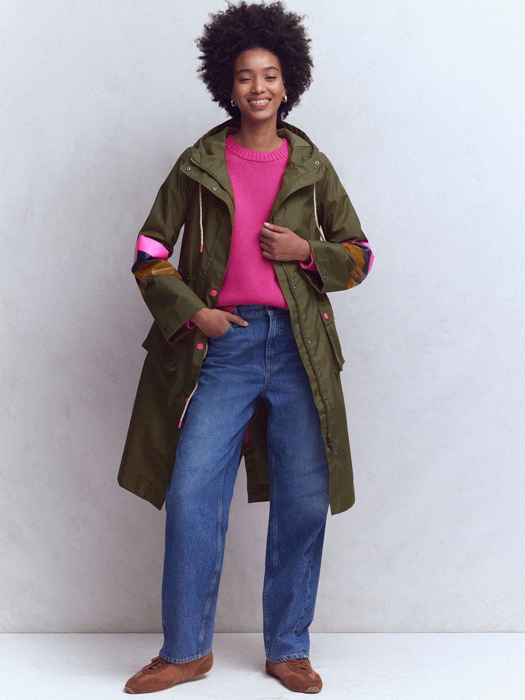 Buy Boden Green Striped Longline Trench Coat from Next USA