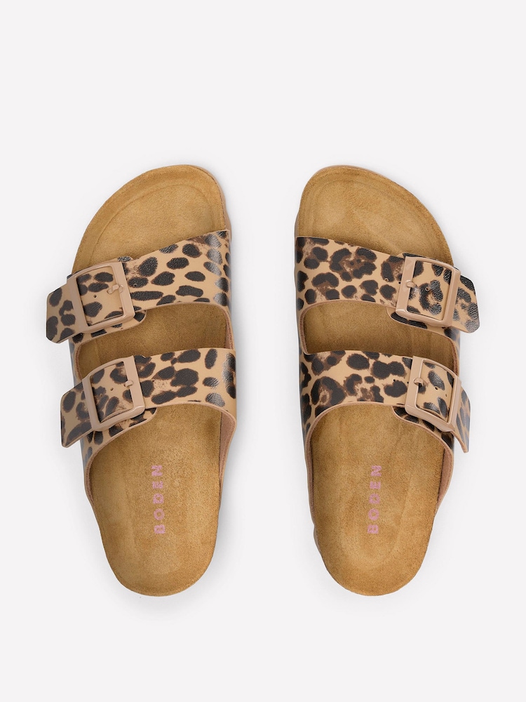 Boden Brown Lyla Printed Buckle Sliders - Image 2 of 3 Boden Brown Lyla Printed Buckle Sliders - Image 2 of 3