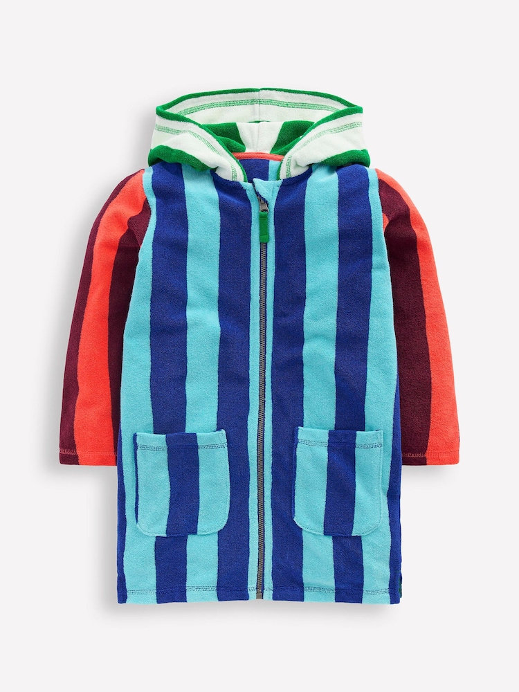 Boden Blue Towelling Zip-up Throw-on Cover Up - Image 1 of 3