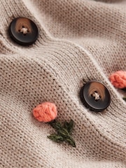 Boden Cream Davina Puff Sleeve Cardigan - Image 7 of 7