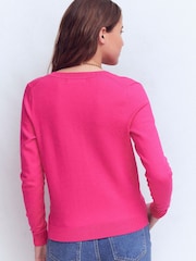 Boden Pink Emilia Cotton Crew Neck Cardigan - Image 3 of 6
