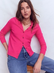 Boden Pink Emilia Cotton Crew Neck Cardigan - Image 4 of 6