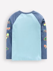 Boden Blue Printed Sleeve Raglan T-Shirt - Image 2 of 3