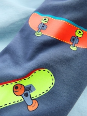 Boden Blue Printed Sleeve Raglan T-Shirt - Image 3 of 3