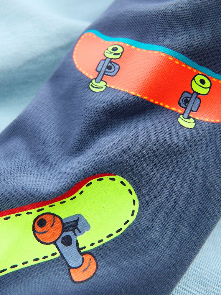 Boden Blue Printed Sleeve Raglan T-Shirt - Image 3 of 3