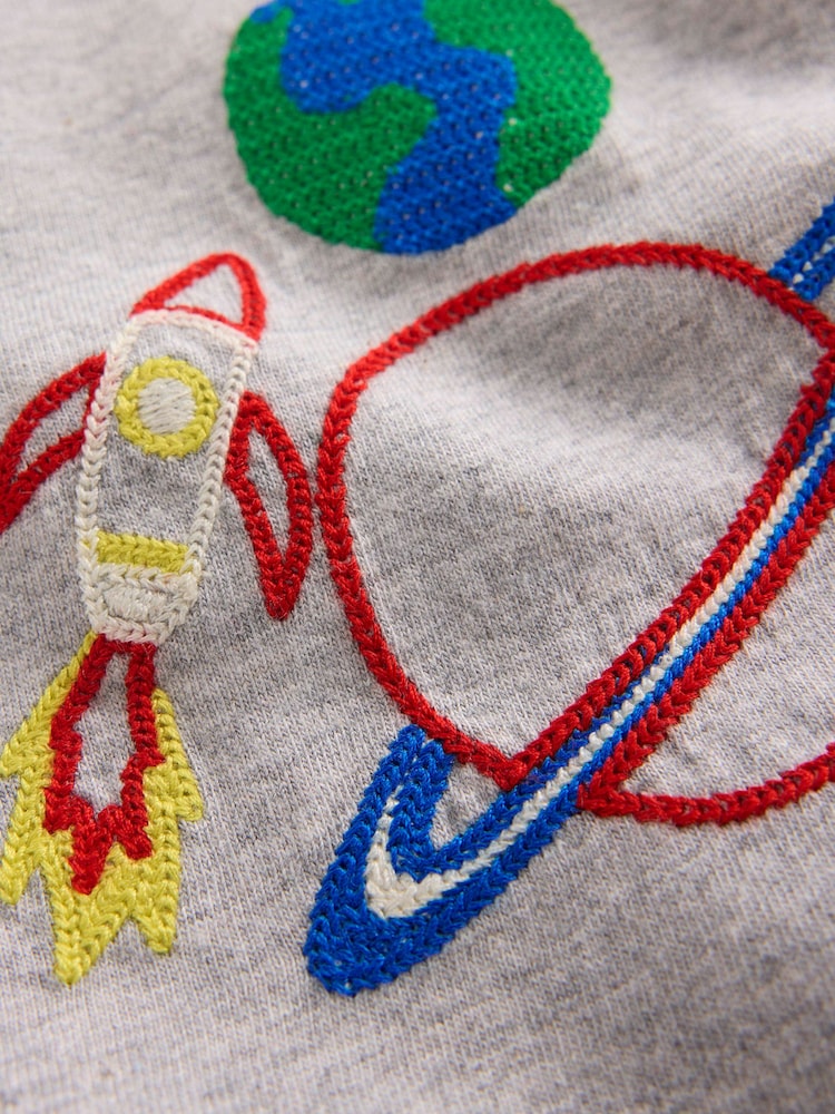 Boden Grey Relaxed Embroidered T-Shirt - Image 2 of 2