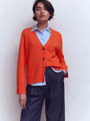 Boden Orange Lucy Relaxed Cotton Cardigan - Image 1 of 7