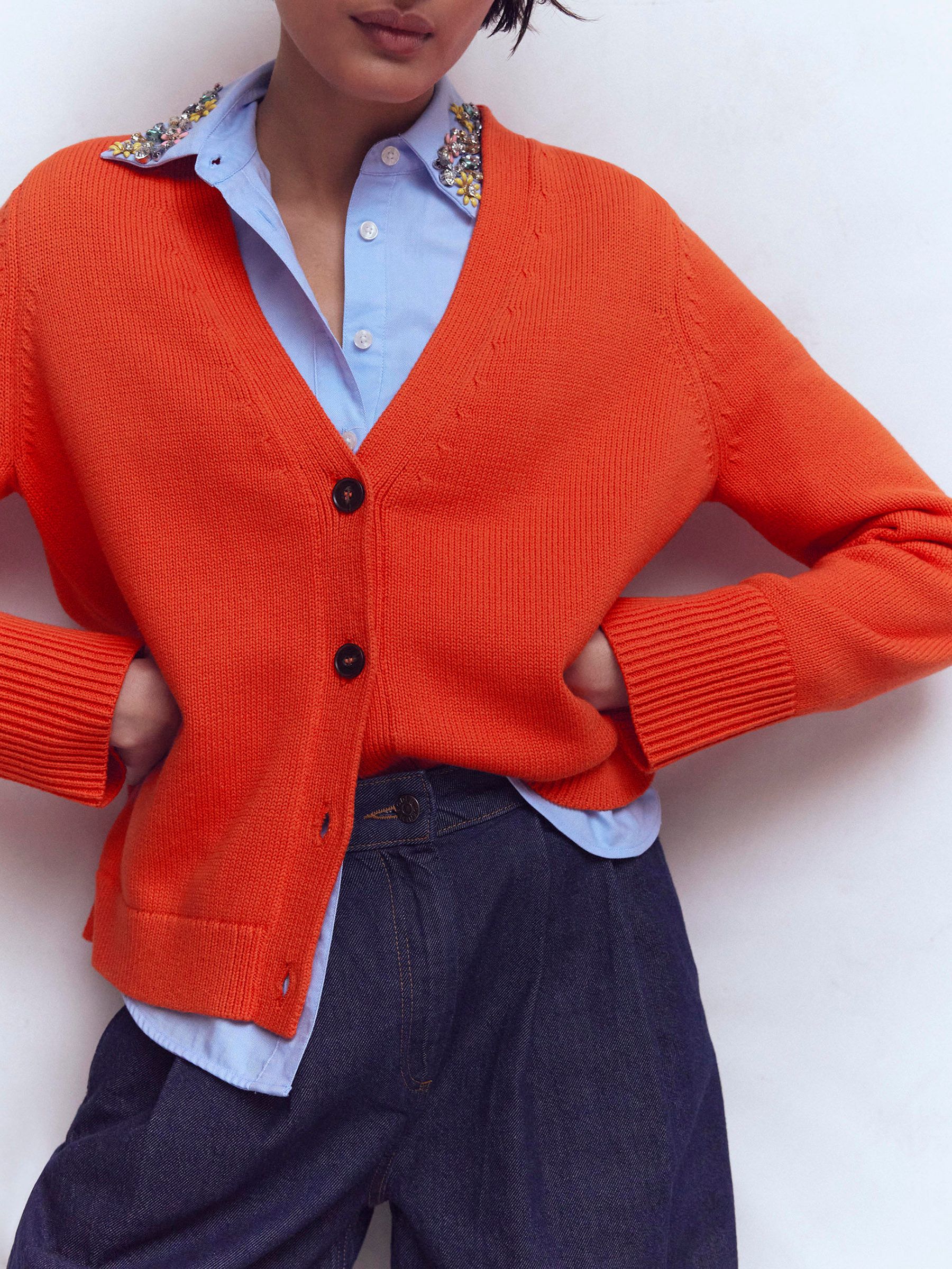 Buy Boden Orange Lucy Relaxed Cotton Cardigan from Next USA