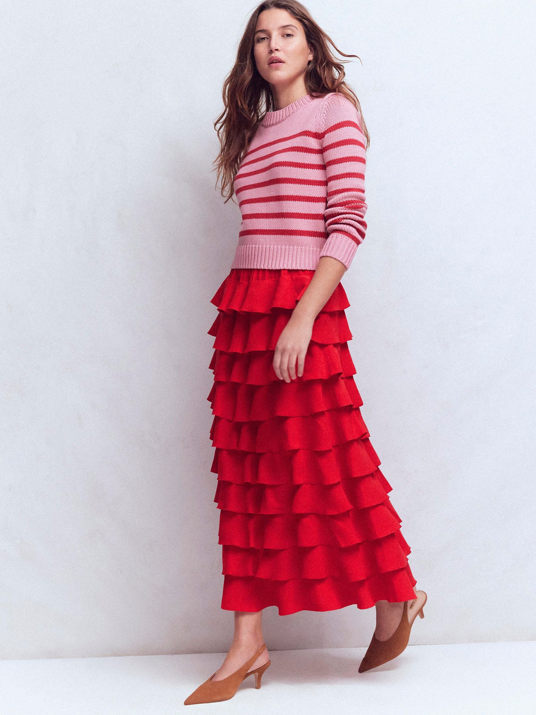 Buy Boden Red Tiered Maxi Skirt from Next USA