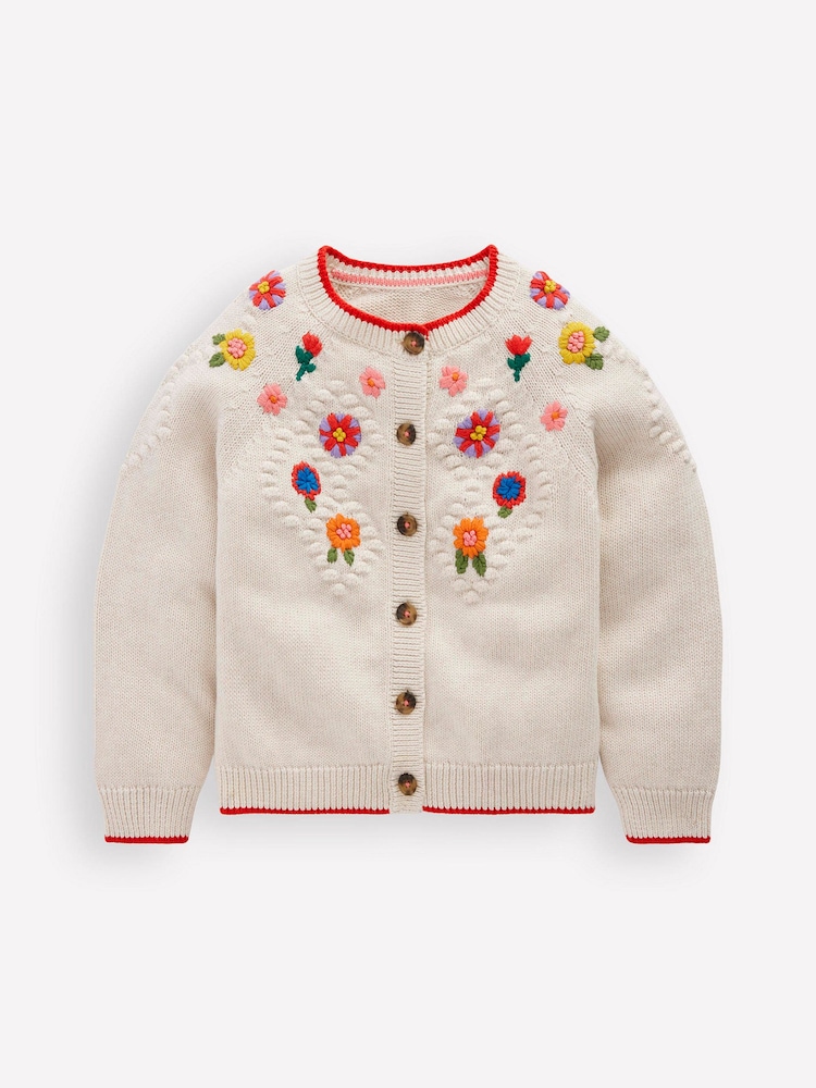 Boden Cream Cotton Embroidered Cardigan - Image 1 of 3