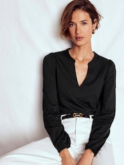Boden Black Supersoft Notch Top - Image 5 of 6