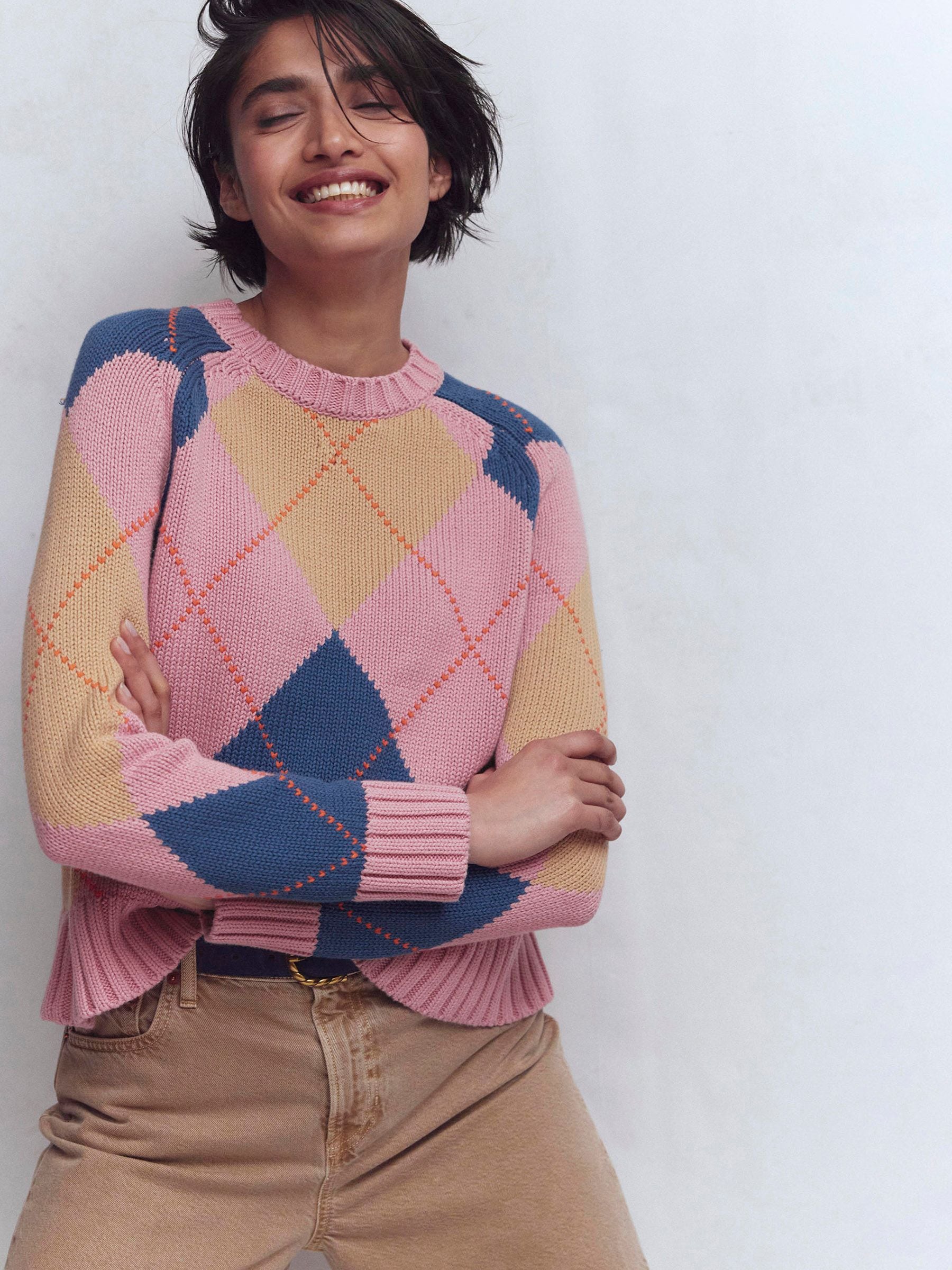 Buy Boden Pink Camilla Cotton Argyle Jumper from Next USA