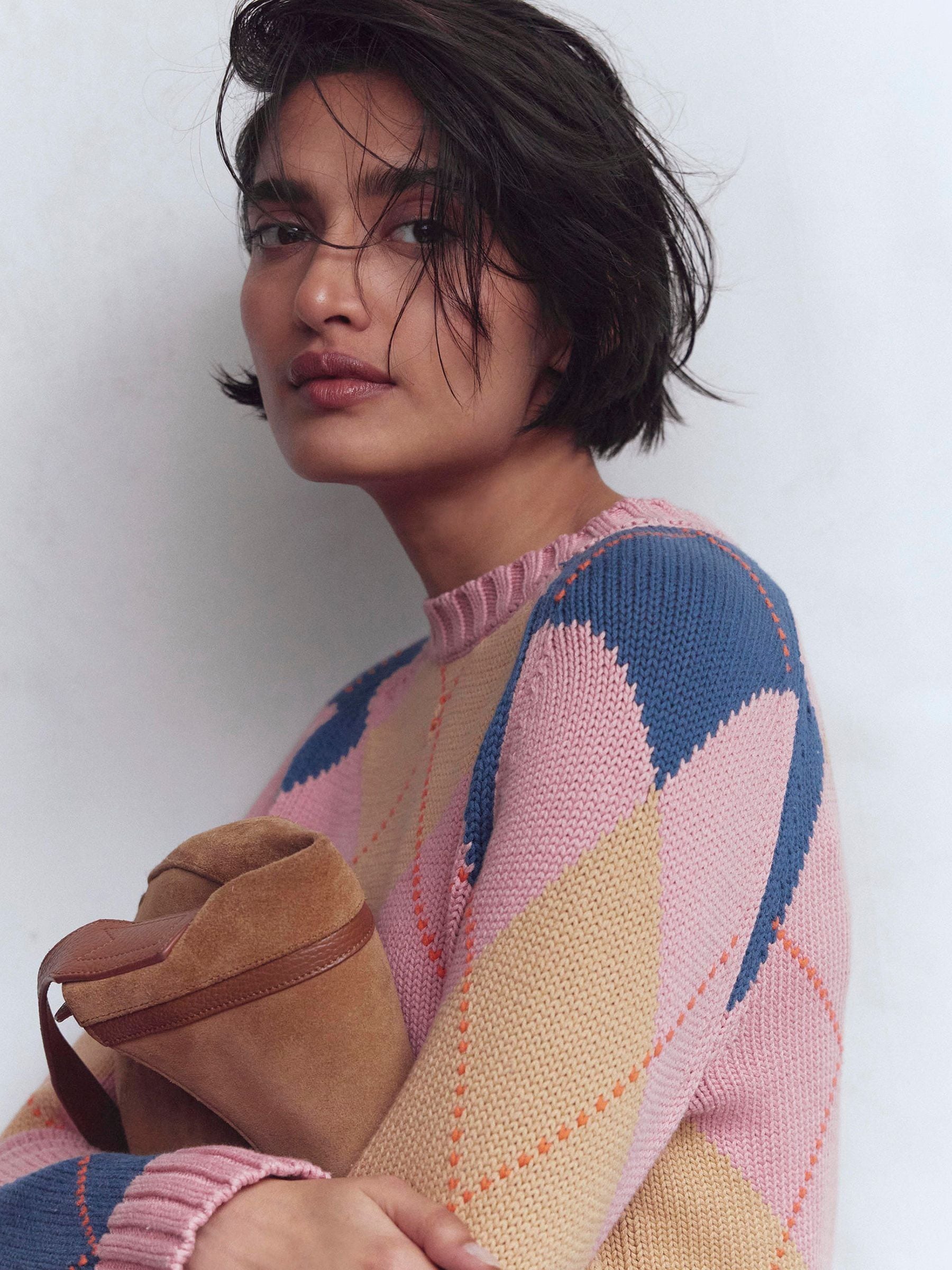 Buy Boden Pink Camilla Cotton Argyle Jumper from Next USA