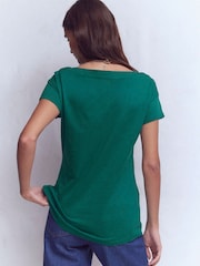 Boden Green Supersoft Boat Neck T-Shirt - Image 2 of 4
