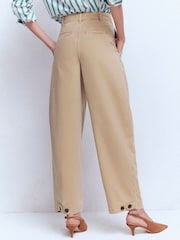 Boden Cream Pleat Barrel Leg Trousers - Image 3 of 6