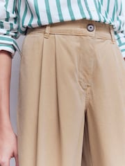 Boden Cream Pleat Barrel Leg Trousers - Image 4 of 6