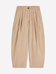 Boden Cream Pleat Barrel Leg Trousers - Image 6 of 6