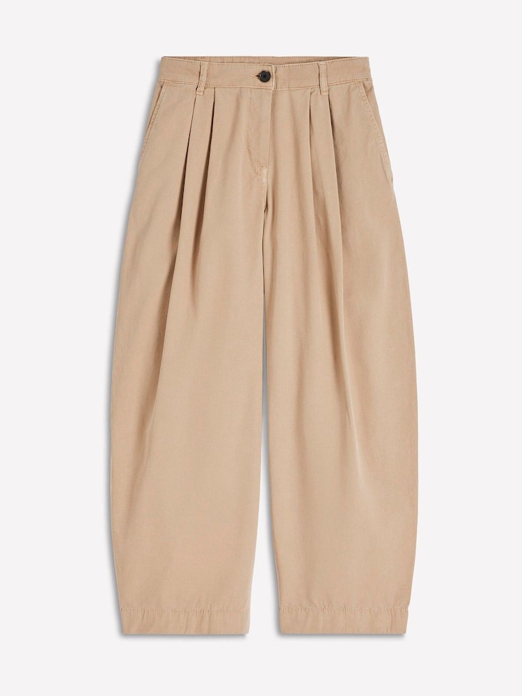 Boden Cream Pleat Barrel Leg Trousers - Image 6 of 6 Boden Cream Pleat Barrel Leg Trousers - Image 6 of 6