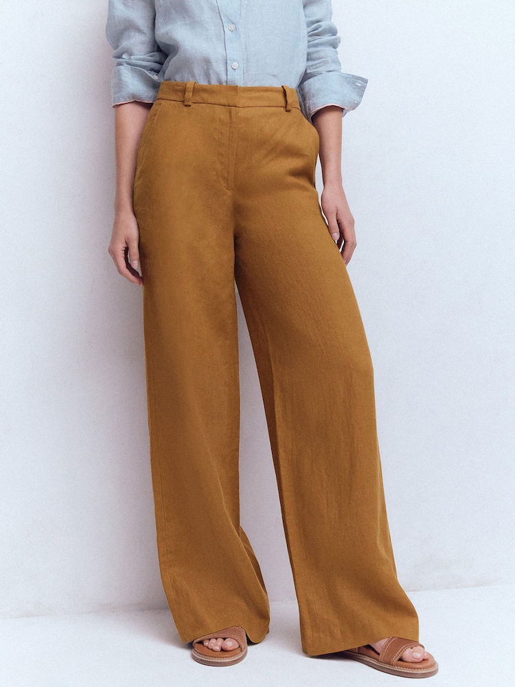 Boden Brown Belgravia Linen Trousers - Image 2 of 5