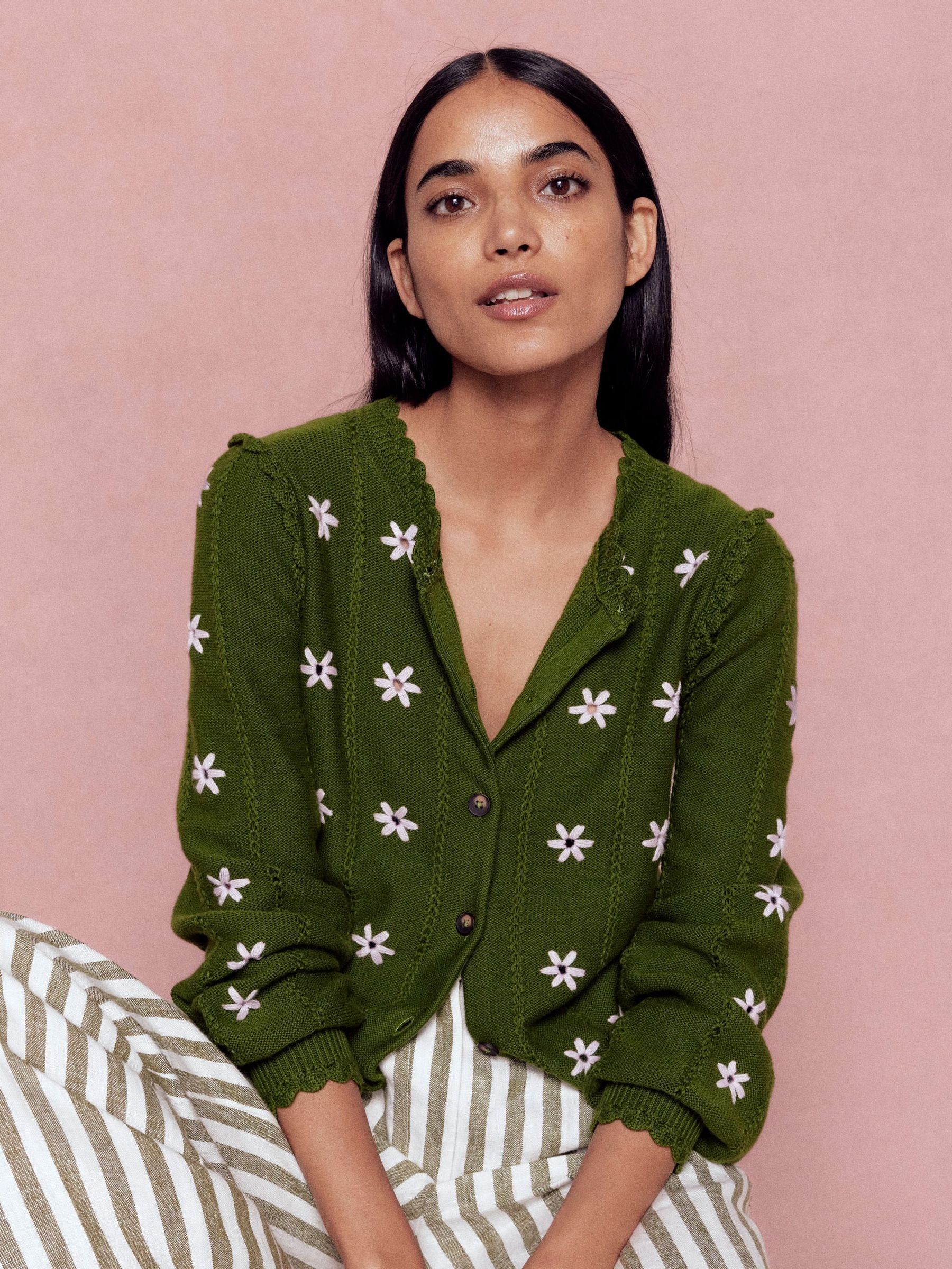 Buy Boden Green Valeria Crochet Trim Cardigan from the Next UK