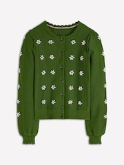 Boden Green Valeria Crochet Trim Cardigan - Image 4 of 5