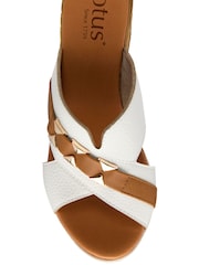 Lotus White High Wedge Mule Sandals - Image 4 of 4