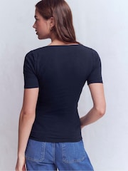 Boden Blue Double Layer Square Neck Top - Image 3 of 5