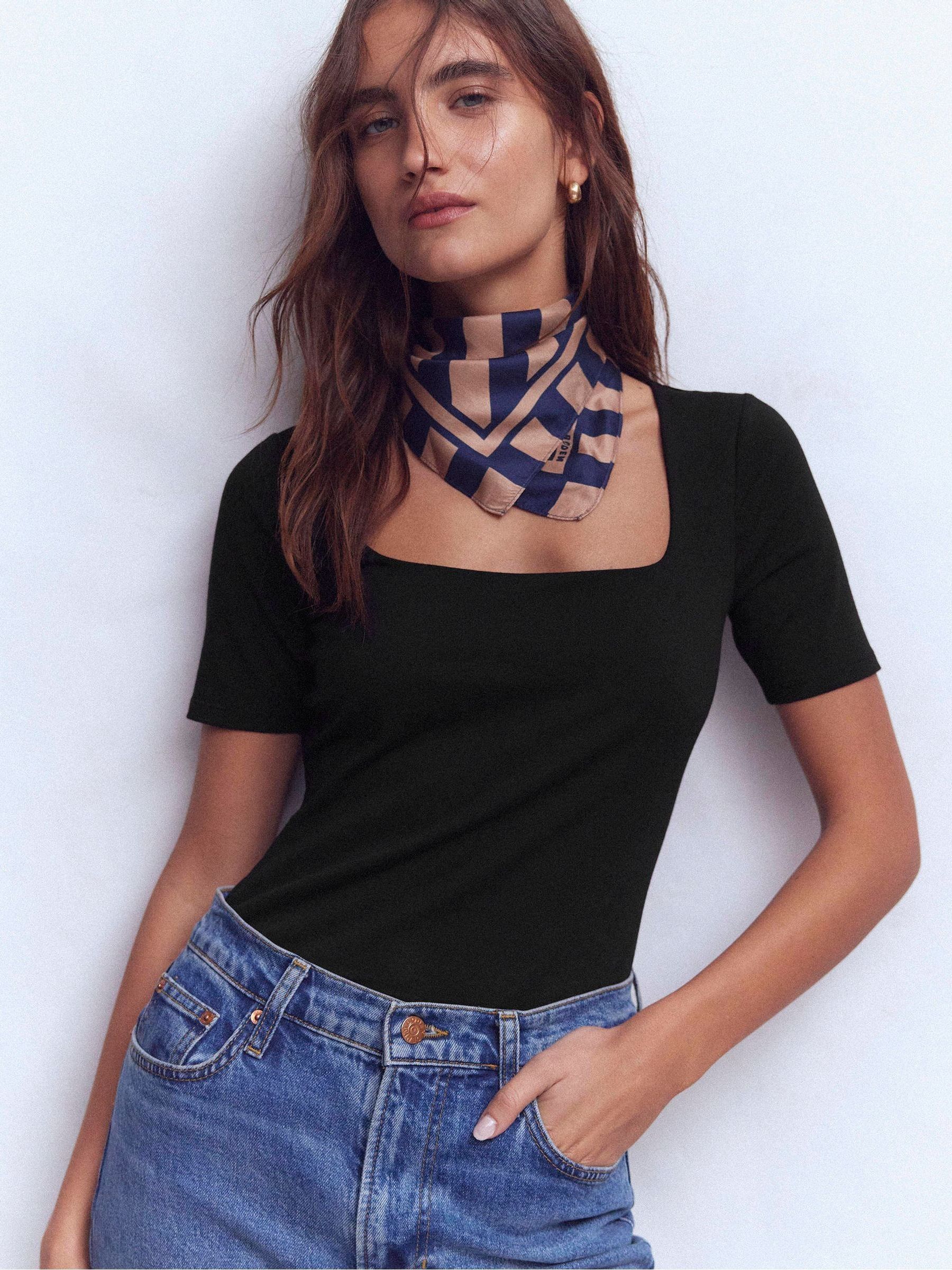 B. ブラック Tops Buy Boden Black Double Layer Square Neck Top from Next USA
