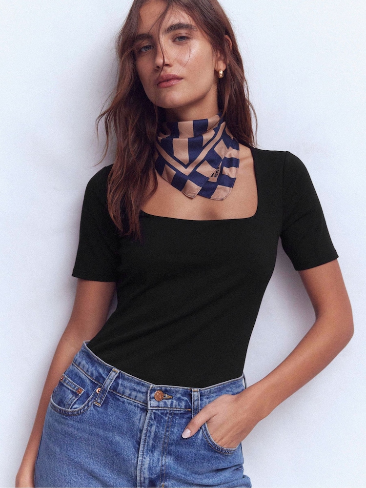 Boden Black Double Layer Square Neck Top - Image 1 of 5
