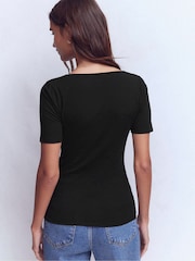 Boden Black Double Layer Square Neck Top - Image 3 of 5