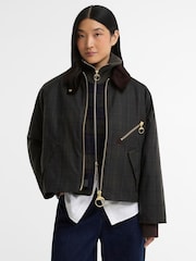 Barbour® Black/Brown Arlene Checked Wax Jacket - Image 1 of 5