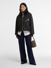Barbour® Black/Brown Arlene Checked Wax Jacket - Image 2 of 5