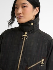 Barbour® Black/Brown Arlene Checked Wax Jacket - Image 4 of 5