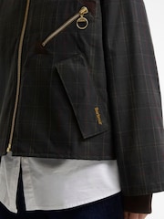 Barbour® Black/Brown Arlene Checked Wax Jacket - Image 5 of 5