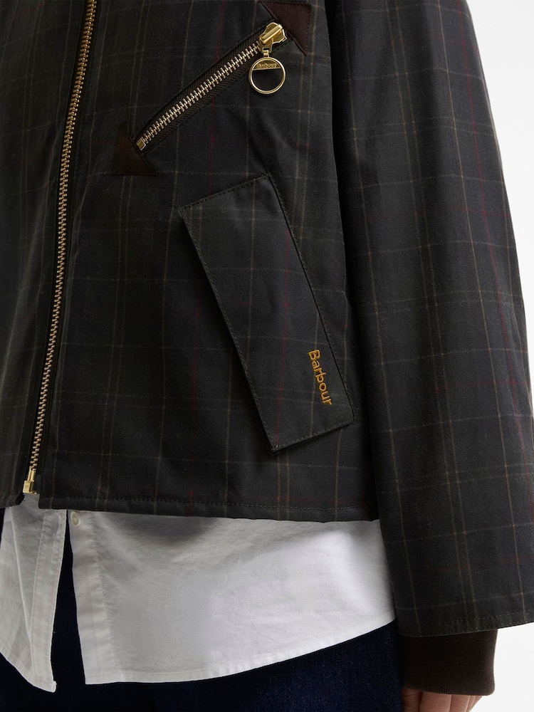 Barbour® Black/Brown Arlene Checked Wax Jacket - Image 5 of 5 Barbour® Black/Brown Arlene Checked Wax Jacket - Image 5 of 5