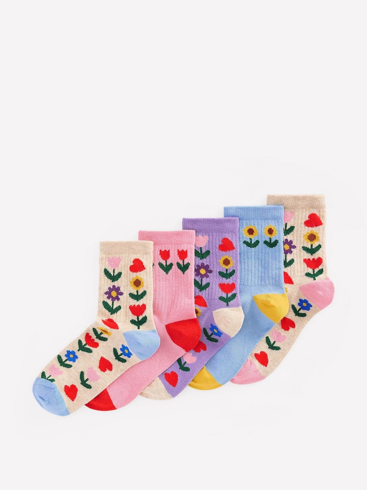 Boden Yellow Ribbed Socks 5 Pack - Image 1 of 2