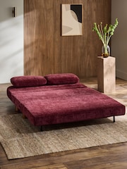 Relaxed Chenille Cord Cranberry Red Palma Double Sofa Bed - Image 2 of 12