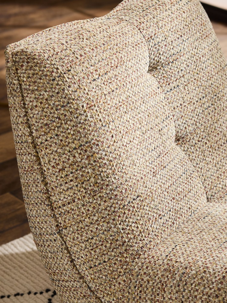 Chunky Chenille Multi Weave Natural and Rust Lucca Swivel Accent Chair - Image 2 of 10