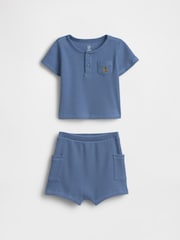 Gap Blue Waffle Henley Outfit Set (0-24mths) - Image 1 of 2