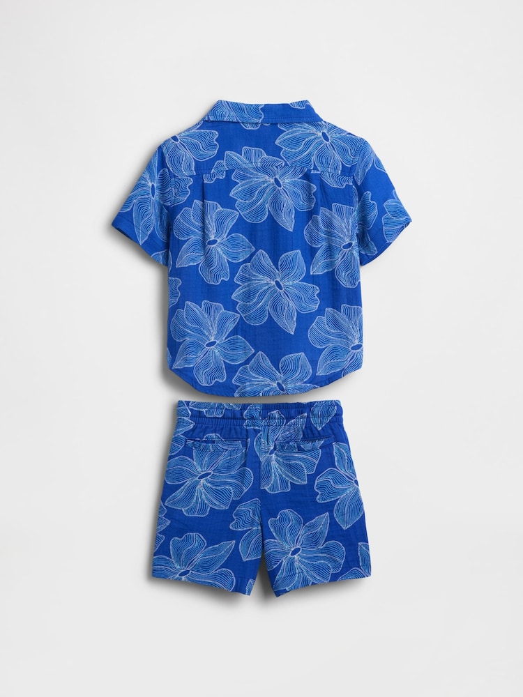 Gap Blue Cotton Gauze Floral Outfit Set (12mths-5yrs) - Image 2 of 3