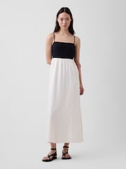 Gap Black/White Linen-Blend Empire Waist Maxi Dress - Image 1 of 4